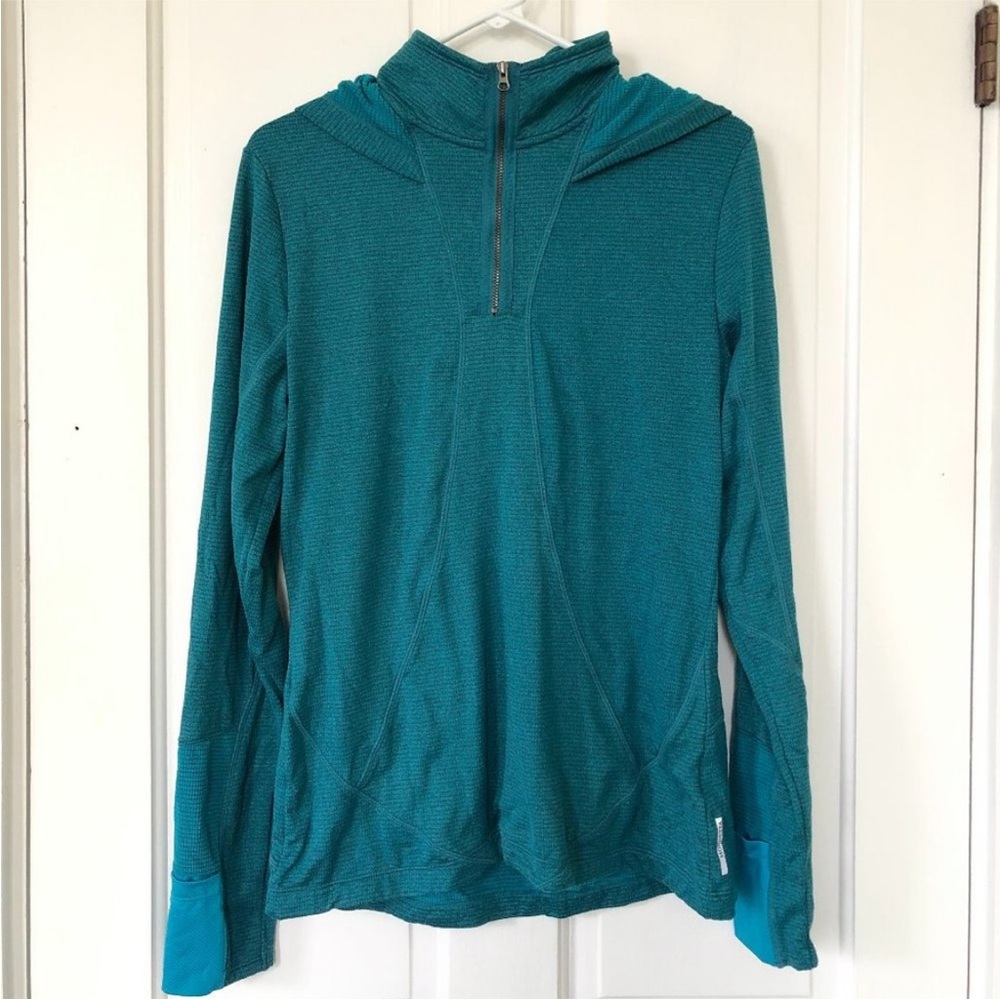 EUC Mondetta Quarter Zip Performance Micro Grid Fleece Hoodie - Teal Large